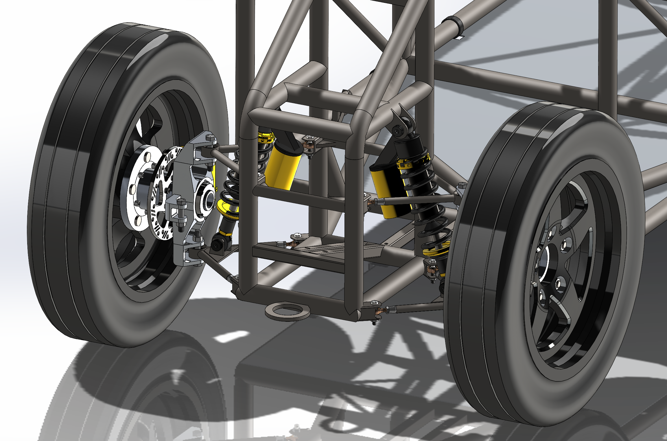SolidWorks assembly CAD model I created of the front suspension